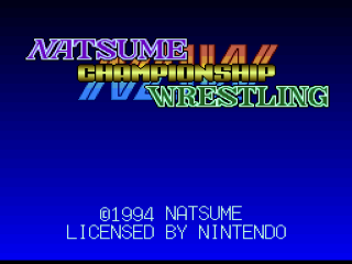 Natsume Championship Wrestling title screen for Super Nintendo